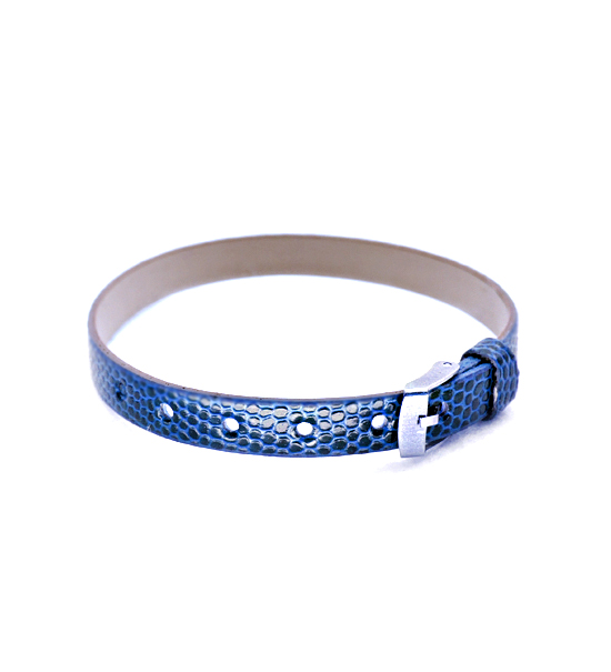 Bracelet imitation leather (1 unit) 8 mm width. - Blue